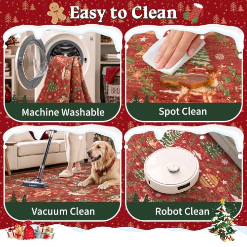 Christmas 3x10 Runner Rugs for Hallway (Christmas Red / 3' x 10' (Runner))