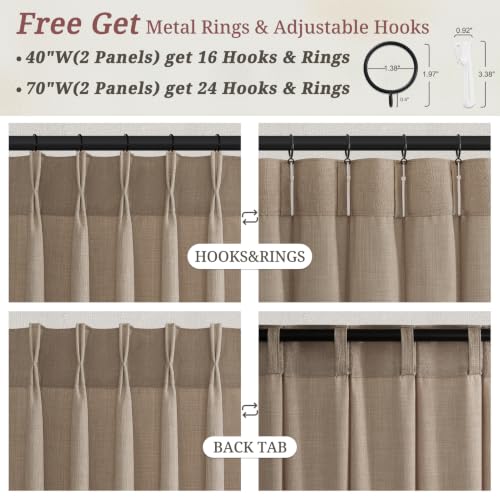 Pinch Pleated Semi Sheer Linen Living (Linen / 40"W x 84"L (Pack of 2))