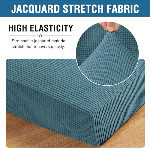 Super Stretch Individual Seat Cushion Covers Sofa Covers Couch Cushion Covers Slipcover Sets Thick Jacquard Textured Twill Fabric (Storm Blue / 1 Cushion Sofa)
