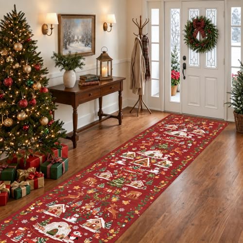 Christmas 2x8 Hallways Runner Rug (2' x 8' (Rectangular) / Xmas/Red)