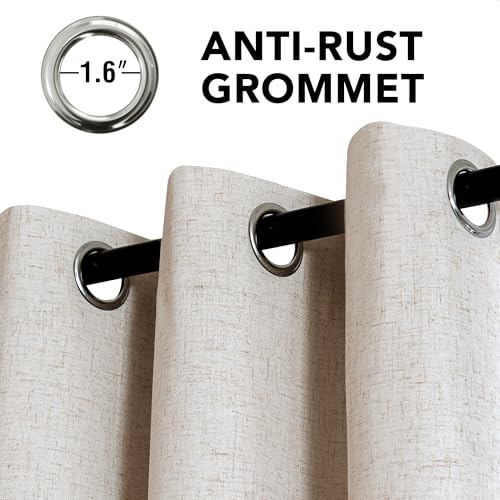 100% Blackout Linen Curtains 84" L 2 Panels Heathered Natural (Heathered Natural / 52"W x 84"L (Pack of 2))