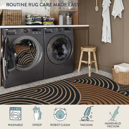 Modern Rainbow Easy Jute 3x5 Rug (3' x 5' (Rectangular) / Black/Multi-rainbow-2)