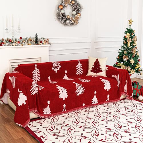 71"X118" Loveseat Christmas Couch Cover (71" x 118" / 6# Christmas Red)