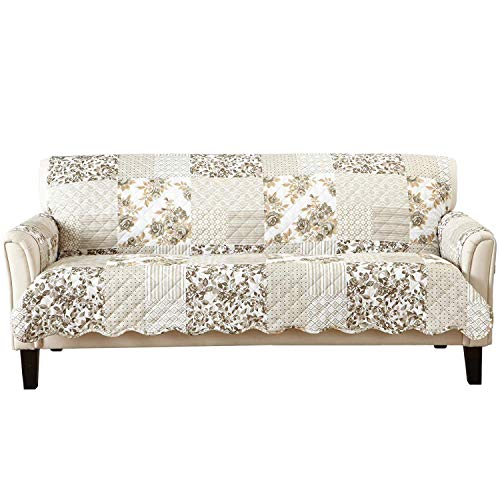 Reversible Patchwork Sofa Cover (Sofa / Patchwork - Taupe)