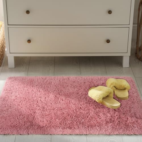 Soft Runner Rug for Bedroom Living Room Plush Fluffy Rug 2x4 (Blush / 2' x 4' (Runner))