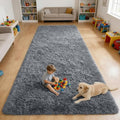 6x11 Machine Washable Large Area Rugs for Living Room (6x11 Ft / Grey)
