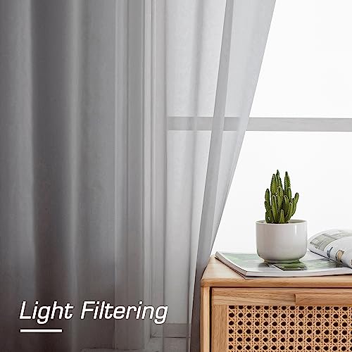 Grey Sheer Curtains 96 Inches Long (Charcoal Grey / 42"W x 96"L (Pack of 2))