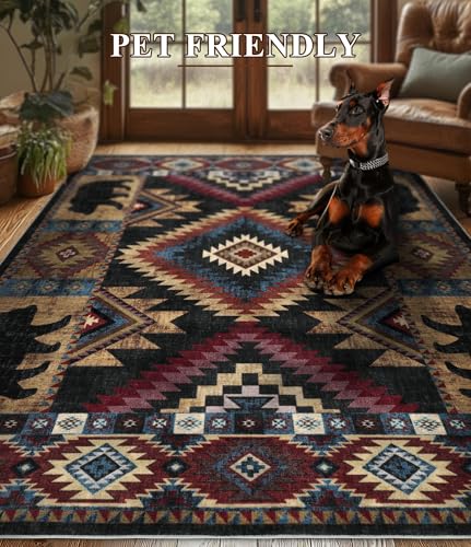 Washable Western Cabin Area Rugs 4x6 Brown (Bear / 4'x6' (Rectangular))