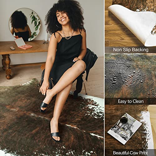 Faux Cowhide Rug (4'7" X 5'2" (Irregular) / Saddle Brown)