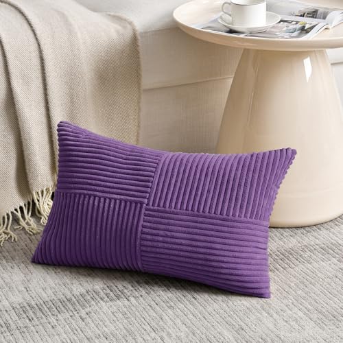 2 Packs Purple Lumbar Decorative Throw Pillow Covers 14x24 Inch for Living Room Couch Bed (Purple / 24" x 14" (Pack of 2))