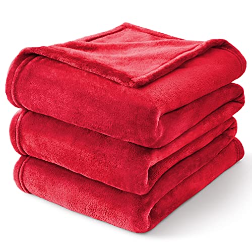 Fleece Blanket Soft Plush Twin Size Blanket Red 60"x80" (Red / Twin(60"x80"))