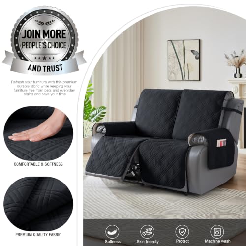 100% Waterproof Loveseat Recliner Cover (Black / 2 Seater Standard)
