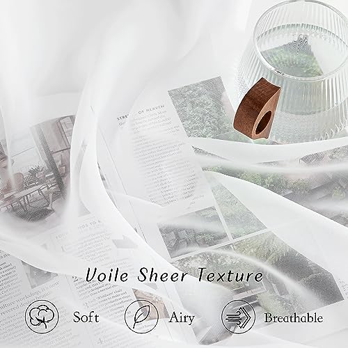Living Room Sheer Curtains 96 inches Long (Ivory / 54"W x 96"L (Pack of 2))