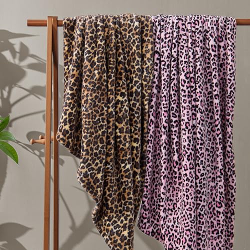 Fleece Blanket Soft Plush Twin Size Blanket Brown Leopard 60"x80" (Brown Leopard / Twin(60"x80"))