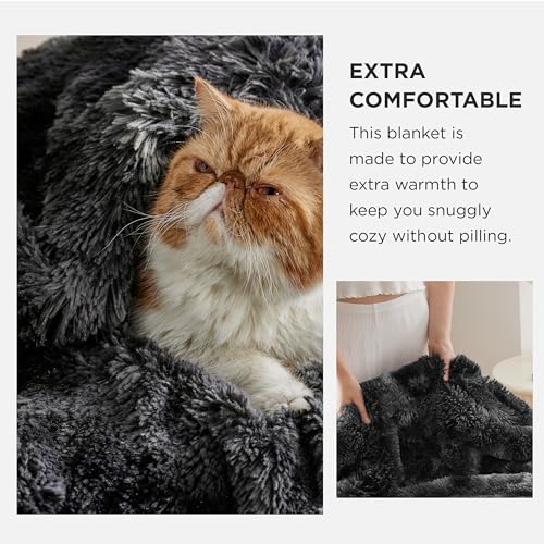 Faux Fur Fluffy Sherpa Throw Blanket Twin Tie Dye Black 60"x80" (03- Tie Dye Black / Twin (60" X 80"))