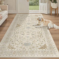 4x8 Wide Hallway Runner Rug Washable for Living Room (Beige/Blue / 4' x 8' (Runner))