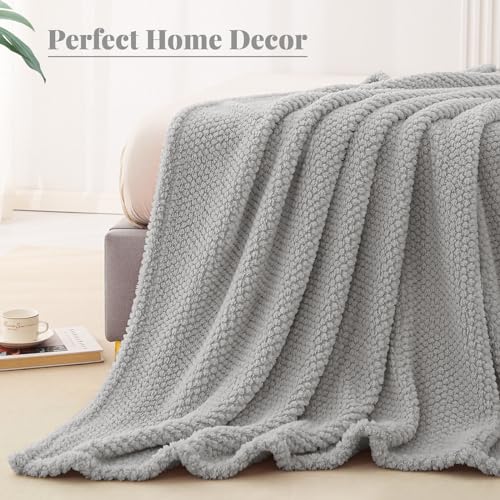 Soft Fleece Queen Size Bed Blanket (Light Grey / Queen(90x90 In))