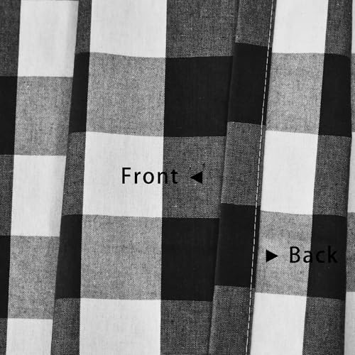 Short Curtains For Windows Treatment Buffalo Check Plaid Valances Gingham 2 Pack Tiers Rod Pocket Black and White Farmhouse Decor Small Curtains Over Sink For Kitchen (34"W x 36"L (Pack of 2) / Black and White)