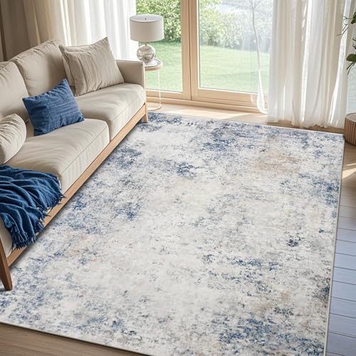 8x10 Washable Area Rugs for Living Room (8' x 10' (Rectangular) / Royal Blue-brown-beige)