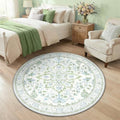 Washable Area Rug (Green/White/Blue / 4' (Round))