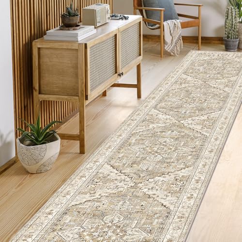 Washable Runner Rug (2'3" x 14' / Beige Brown)