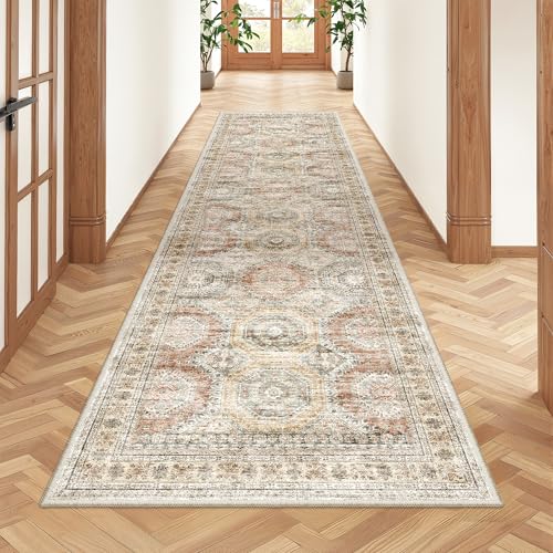 Rug Runners for Hallways Non Slip (Brown/Pink / 2' x 8' (Runner))