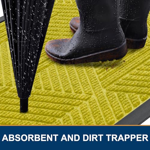 Front Door Mat Outside Entrance (Must- Yellow / 29.5" X 17")