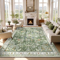 8x10 Washable Area Rug for Living Room Floral Carpet Sage Green (Green / 8' x 10')