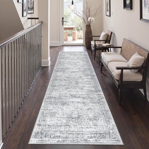 2'6 x 8' Runner Rug Non Slip (Grey/Ivory / 2'6" x 8' (Runner))