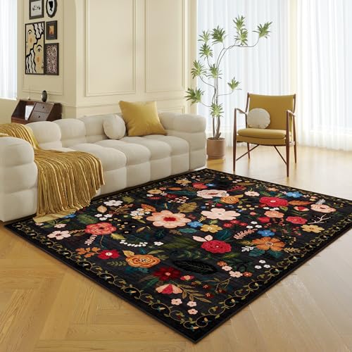 Area Rug 5x7 Washable (Black / 5' x 7' (Rectangular))