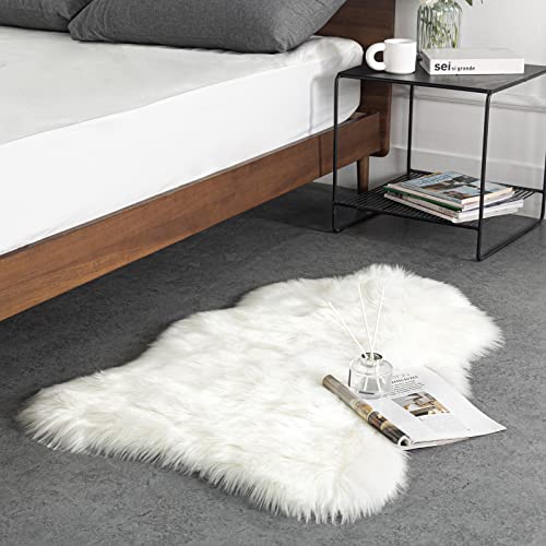Ashler Faux Fur Rug (2'4" x 3'4" (Irregular) / C-white)