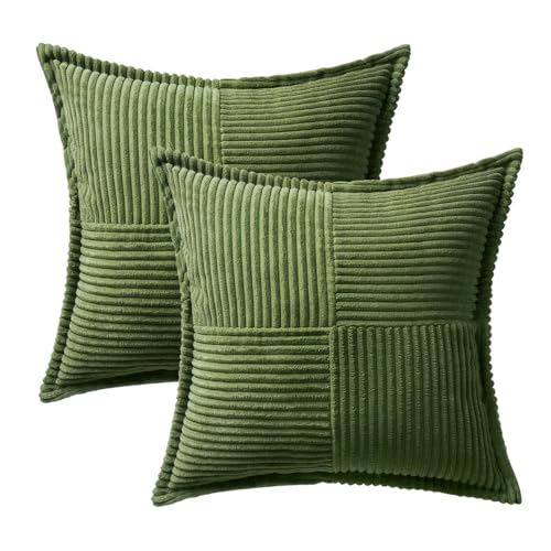 Decorative Throw Pillow Covers for Couch 18x18 Inch Moss Green (Moss Green / 18" x 18" (Pack of 2))