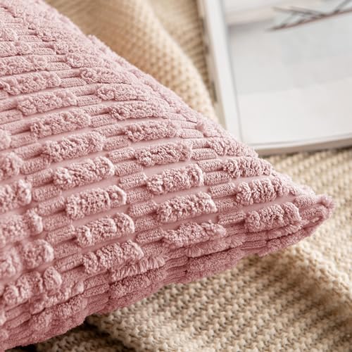 Corduroy Decorative Throw Pillow Covers 20x20 Blush Pink Pack of 2 (Blush Pink / 20" x 20" (Pack of 2))