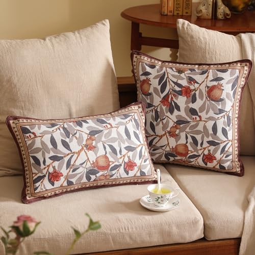 Designer French Vintage Linen Throw Pillow Cover (20" x 12" (Pack of 2) / Tehran a)