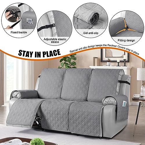Waterproof Recliner Couch Covers Washable (Light Gray / 3 Seater)