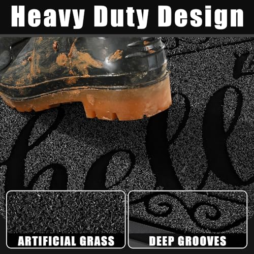 Welcome Mats for Front Door 29.5x17 (Black / 29.5x17 Inch)