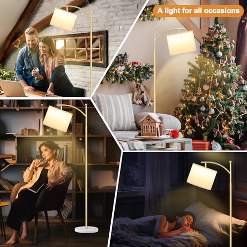 60" Floor Lamp for Living Room with 3 Color Temperatures (Marble Base & Gold / 60 inches)
