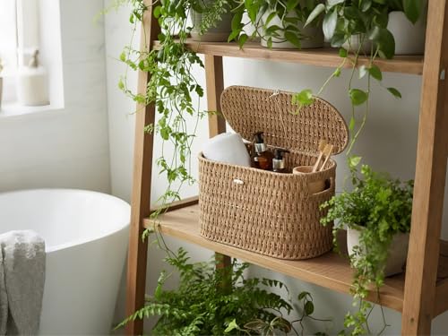 Toilet Paper Storage Basket with Lid (Natural)