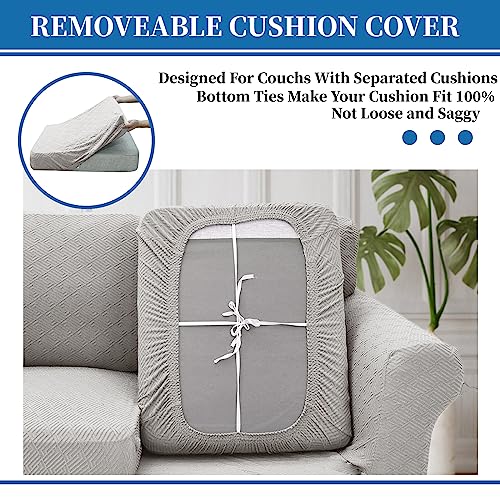 3 Piece Stretch Sofa Cover (71"-91"(2 Cushions) / Silver Grey)