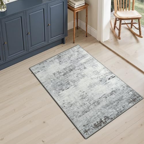 Washable 2x3 Grey Area Rug with Non (Light Neutral Gray / 2' x 3' (Rectangular))