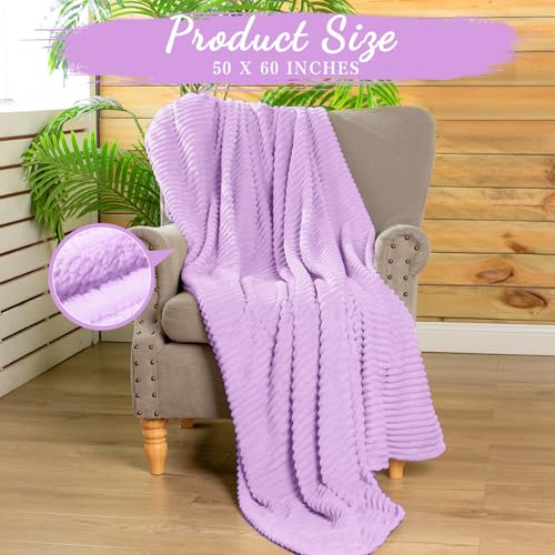 12 Pcs Flannel Blankets Bulk (Lavender Purple)
