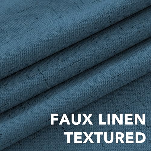 100% Blackout Linen Curtains 96" L 2 Panels Blue Sapphire (Blue Sapphire / 52"W x 96"L (Pack of 2))