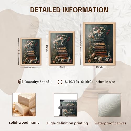 Moody Dark Academia Floral Wall Art (flower book / 16"L x 12"W)