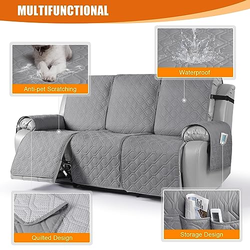 Waterproof Recliner Couch Covers Washable (Light Gray / 3 Seater)