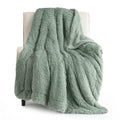 Faux Fur Fluffy Sherpa Throw Blanket Couch Twin Sage Green 60"x80" (12- Sage Green / Twin (60" X 80"))