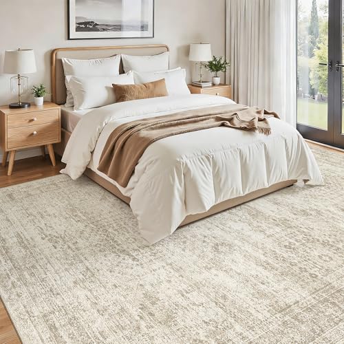 Washable Area Rug 8x12 Large Soft Beige Rugs for Living Room (Beige / 8' x 12' (Rectangular))