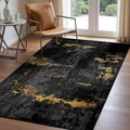 Washable 3'x5' Abstract Area Rug for Living Room Black Gold (Black/Gold / 3' x 5' (Rectangular))