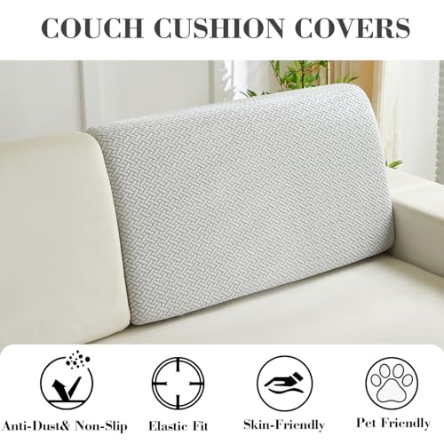 Sofa Covers Couch Covers for Sofa Pet Friendly Couch Cushion Covers Universal Sofa Covers Washable Stretch Slipcovers for Sectional Sofa (Texture Light Gray / Back Cover L)