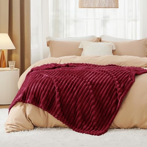 Soft Throw Blanket for Couch Decor Gifts Deep Red 50"x60" (Deep Red / Throw)