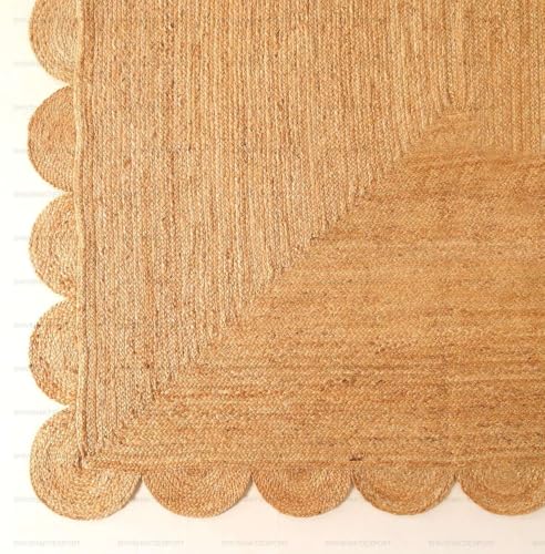 Scalloped Natural Jute Area Rug (Natural / 2' x 18' (Runner))